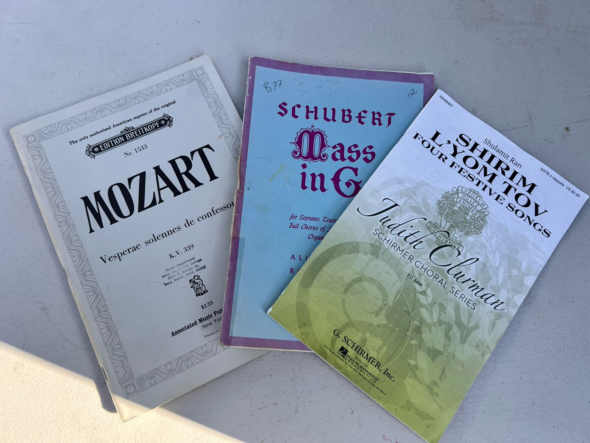 Sheet Music Mozart, Schubert, Clurman