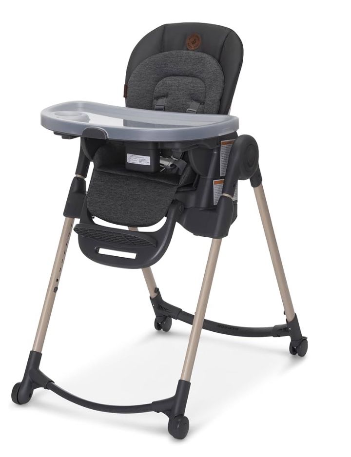  Child High Chair for Babies & Toddlers Maxi-Cozi, Minla 6-in-1 Portable Foldable Highchair, EcoCare Fabric, 9 Heights, 5 Reclines, 4 Tray Positio