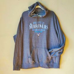 Vintage Authentic Seattle Mariners Baseball Hoodie Sweatshirt Top Long Sleeve Sweater Mens Size XXL  2 Xl Extra Large 