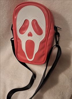 Scream Face Pink Faux Leather Small  Backpack