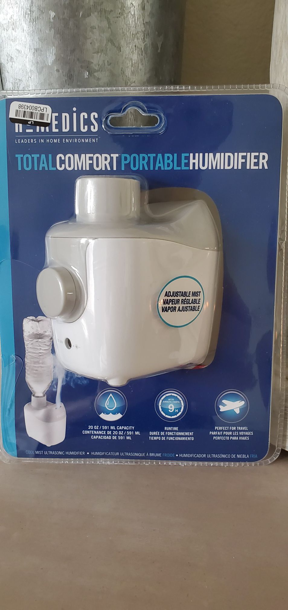Homedics ultrasonic cool mist water bottle humidifier brand new