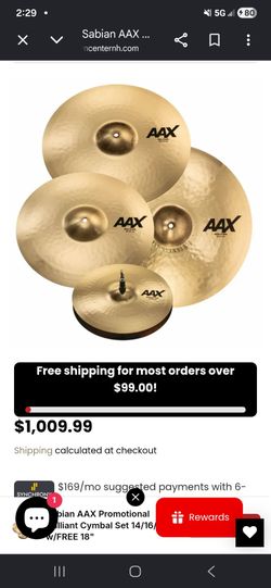 Sabian AAX  symbol set  3 of 4 (open box)