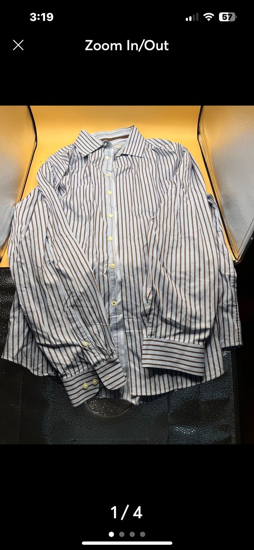 Pronto Uomo Blue Slim Dress Shirt Size 18 1/2 36/37 Tall