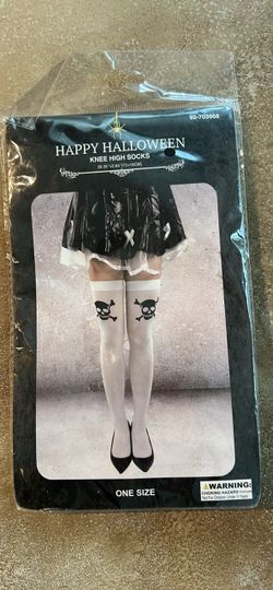 New Women’s skeleton skulls Halloween costume knee high socks