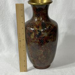 Very large vintage Chinese Chinese Brass  And Cloisonné Vase