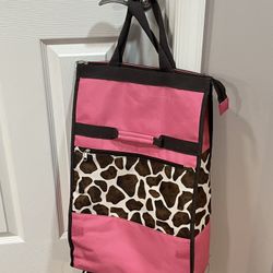 Reusable Rolling Grocery Bag (Pink And Zebra Print)