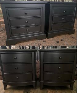Huge Nightstands Solid Wood Black Satin 2 Sets Available N