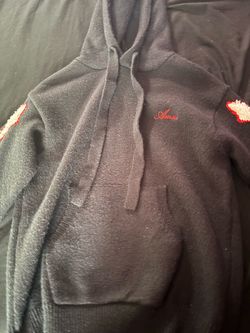 AMIRI Black Pullover Hoodie Men's Size Medium Red Embroidered Logo Streetwear