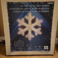 Large lite snowflake yard ornament. LED. Different settings for lights.