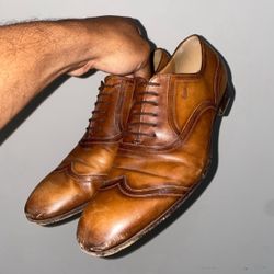 Mens brown leather Gucci wingtip dress size 9