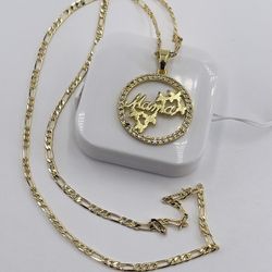 Mamá Collar Baño De Oro Italiano 18k/Neckace Mon Italian Gold Plated