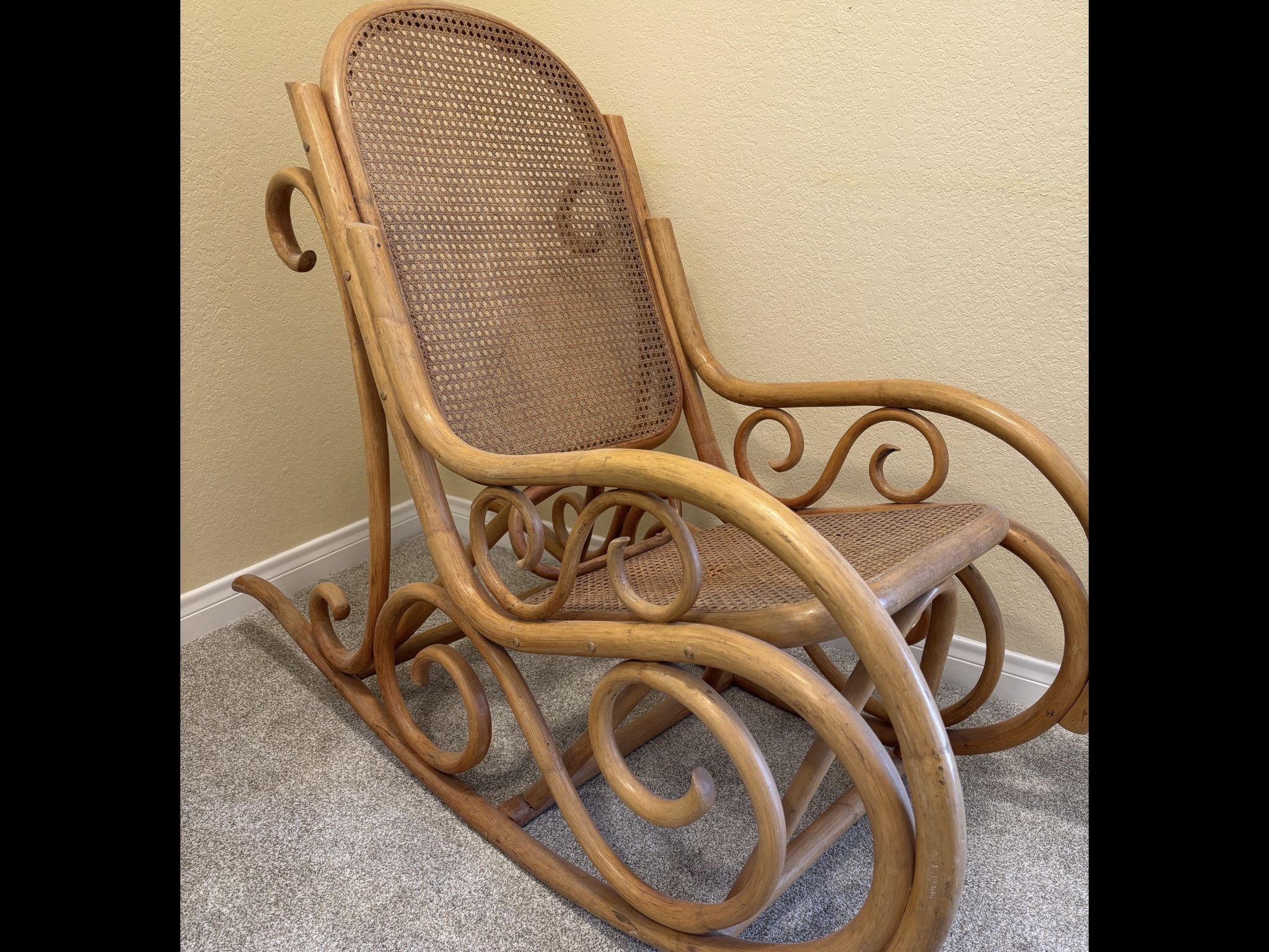 Vintage Bentwood Caned Rocking Chair