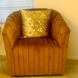 2 Gold Velvet Modern Swivel chairs 50% off price