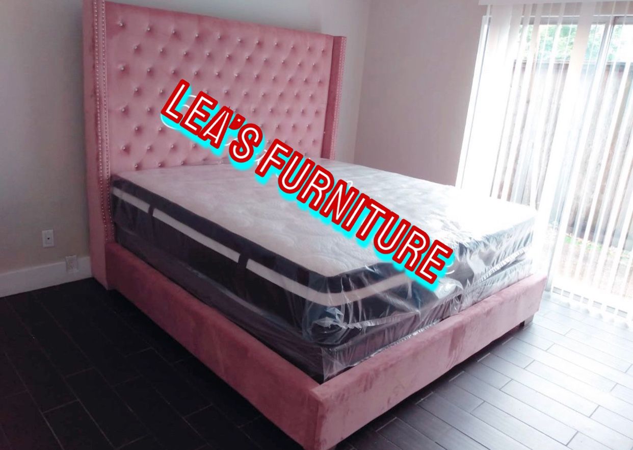 King Size Pink Diamond Bed With Promotional Mattress And Free Drop Off Delivery