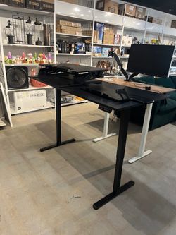 Electric Height Adjustable Standing Desk with Large Black Desktop & Sit-Stand Controls