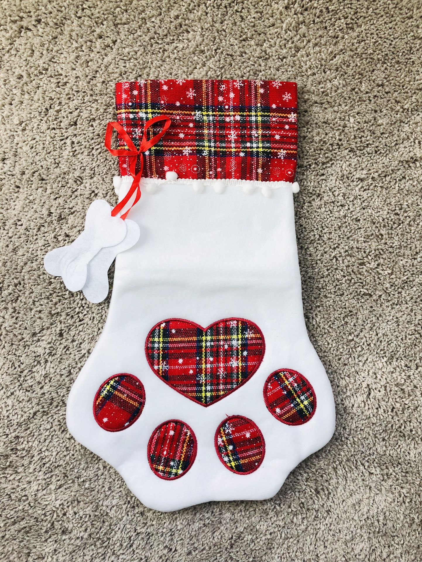 Christmas dog Paw stockings Red