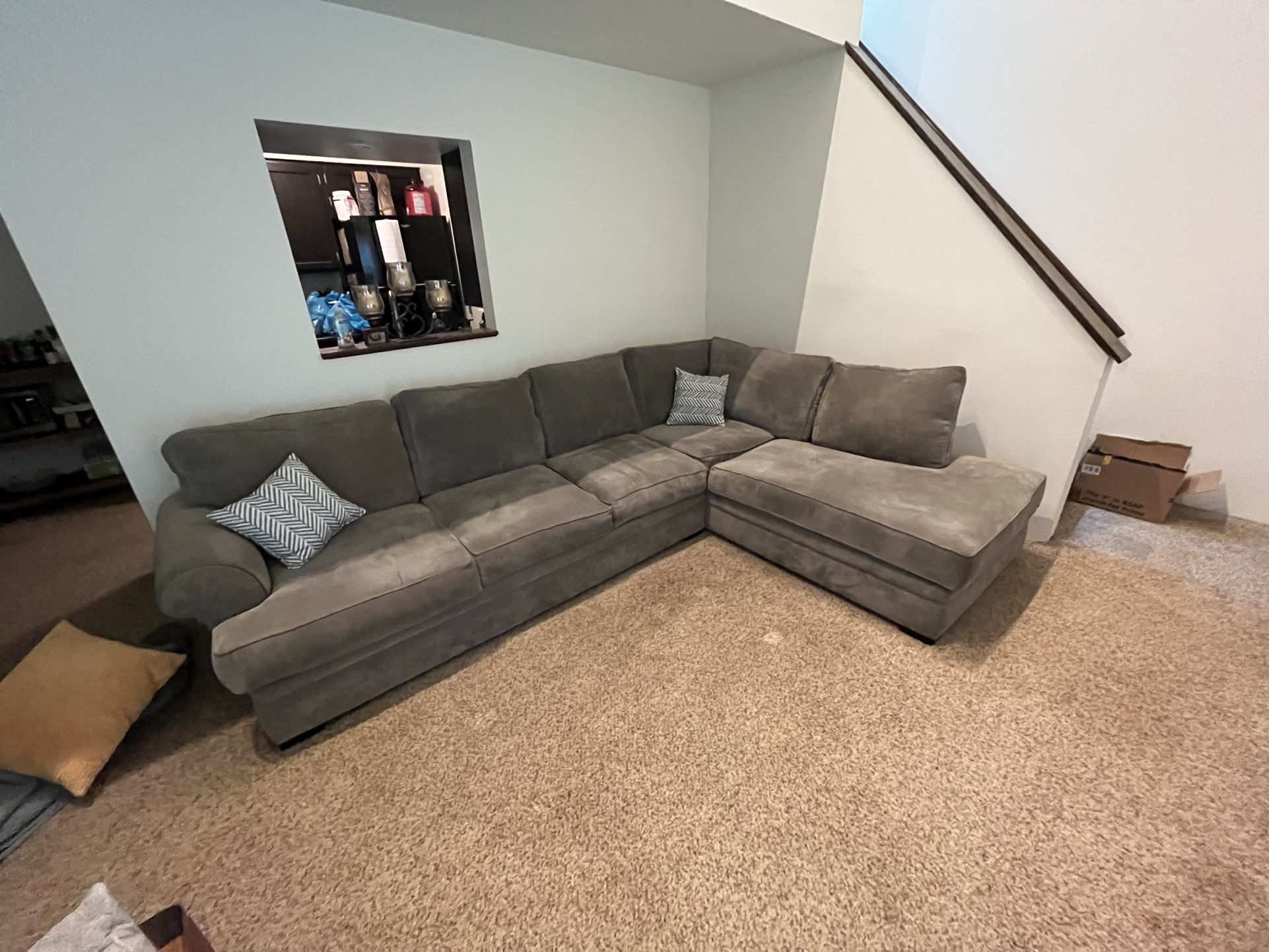 Levin Furn 2 Sectional Fabric Couch