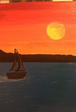 Sailboat on the Horizon Canvas Painting