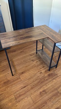 L-Shaped Desk with Storage Shelves