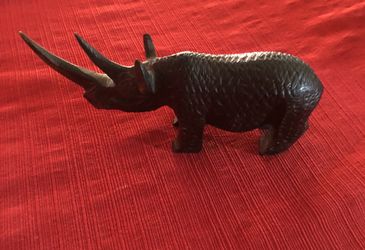 Red oak wood rhino from 1960s