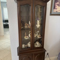 Ethan Allen Georgian Court Curio Cabinet, w/Interior Light - 26” x 12” x 71”