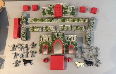 Vintage Marx Playset Medieval Castle Fort Figures Buildings Accessories