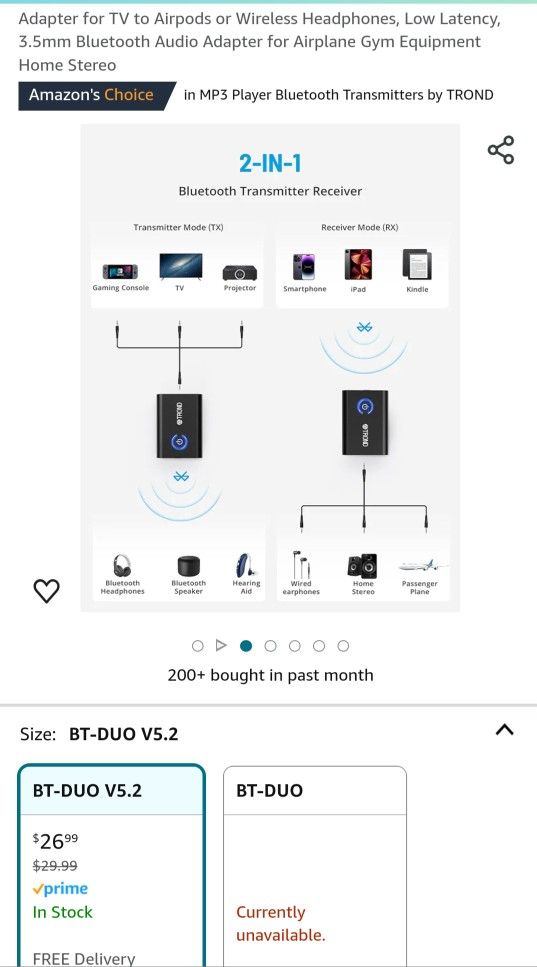 Wireless 2 in 1 Bluetooth Adapter