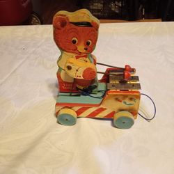 Vtg. 1950 Fisher Price Tiny Teddy Pull Toy.