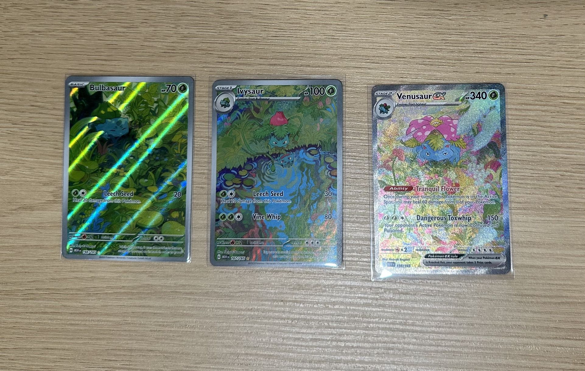 Pokemon 151 Full Art Set Bulbasaur, Ivysaur, EX Venusaur - NM