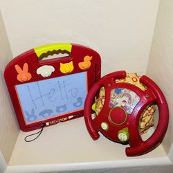 B. Toys Bundle: Ride-On Bumblebee Bouncer, Steering Wheel & Magnetic Drawing Board