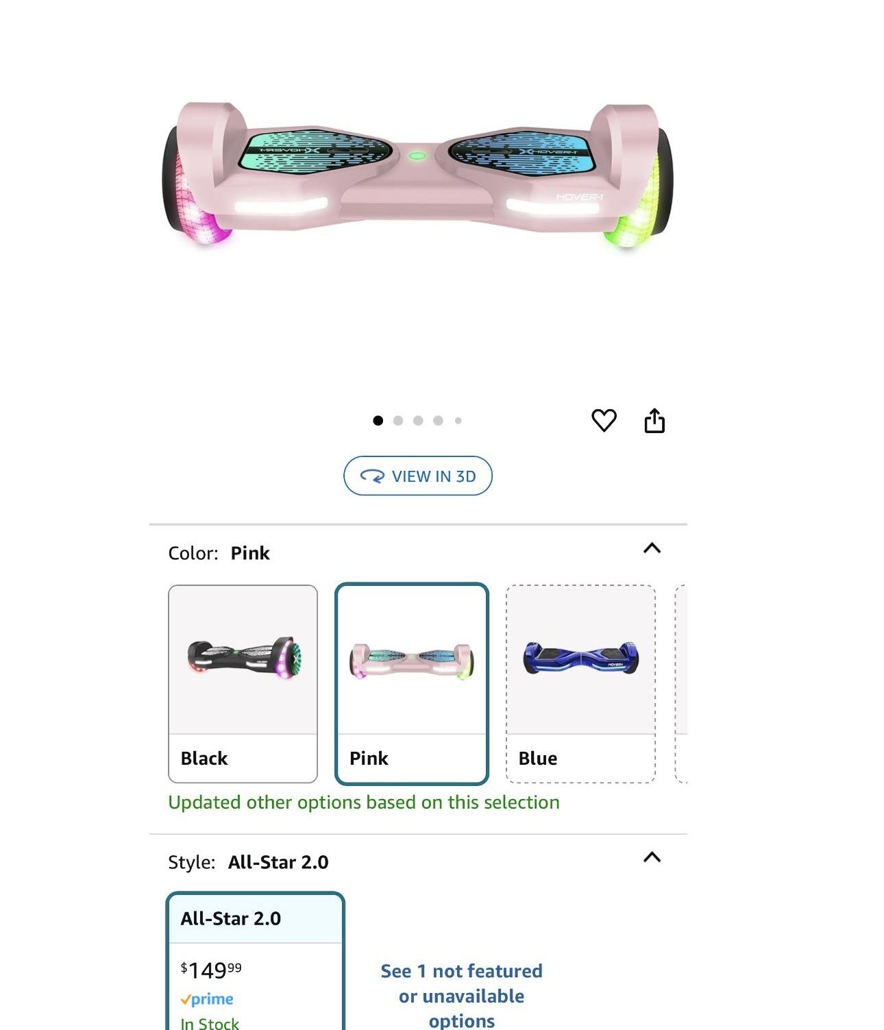 Hover All Star Hoverboard 7MPH Top Speed, 7MI Range, Dual 200W