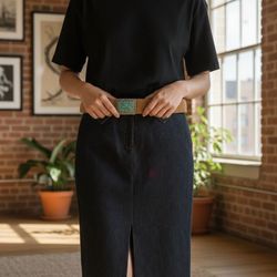 New French Laundry By Neto Denim Skirt With Belt