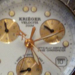 Krieger Velocita 200m Officially Certified Chronometer Watch  With 18 K Gold On It 