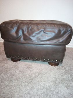 Chocolate Nailhead Ottoman