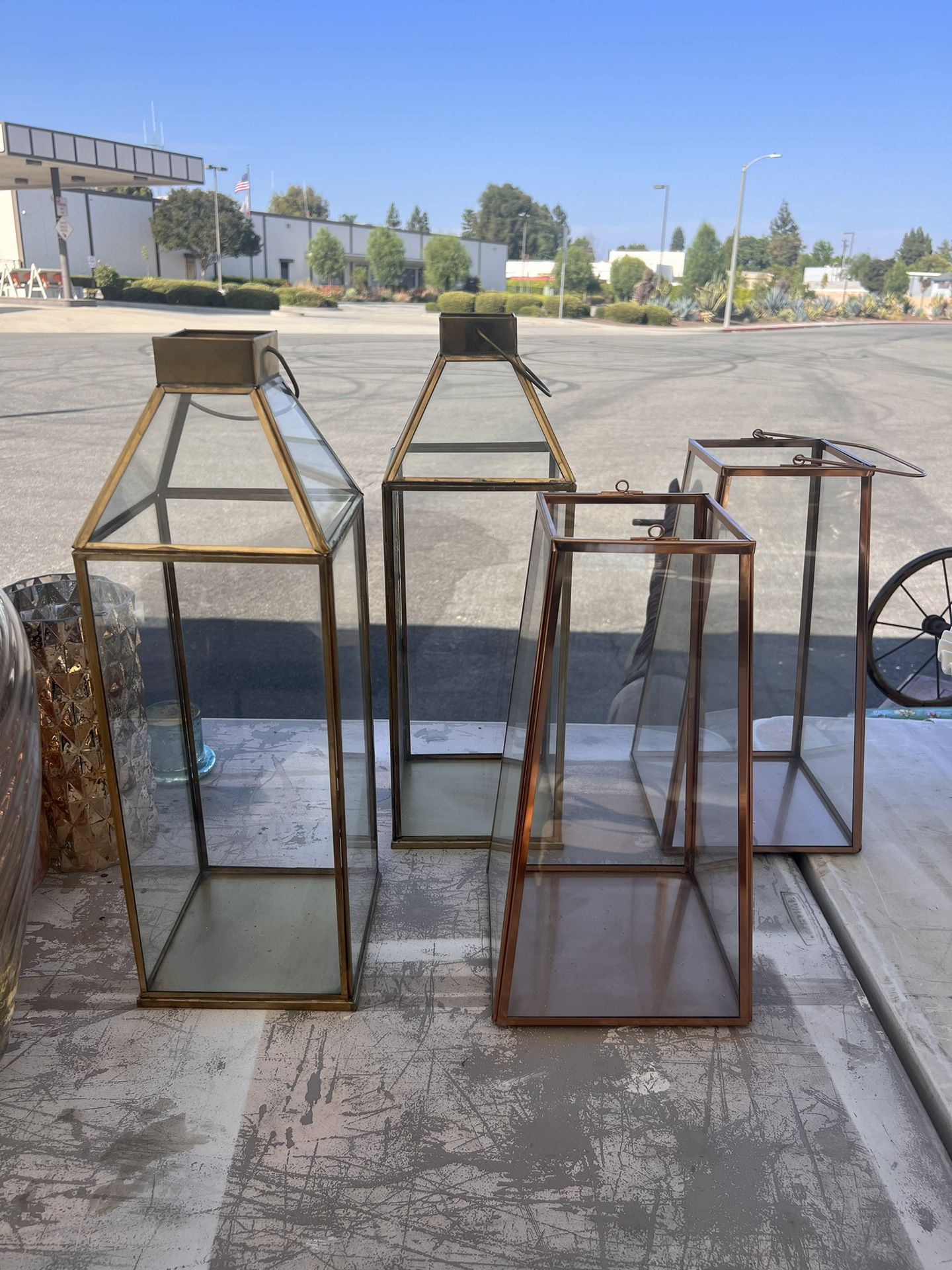 4 Glass Lanterns For Candles Wedding