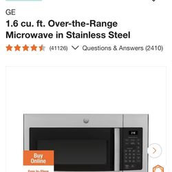 Brand NEW GE Stainless Steel Over-the-Range Microwave (JVM3160RFSS) – $150