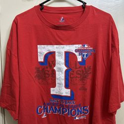 Texas Rangers Back To Back American League Champions 2011 T Shirt Size 2XL
