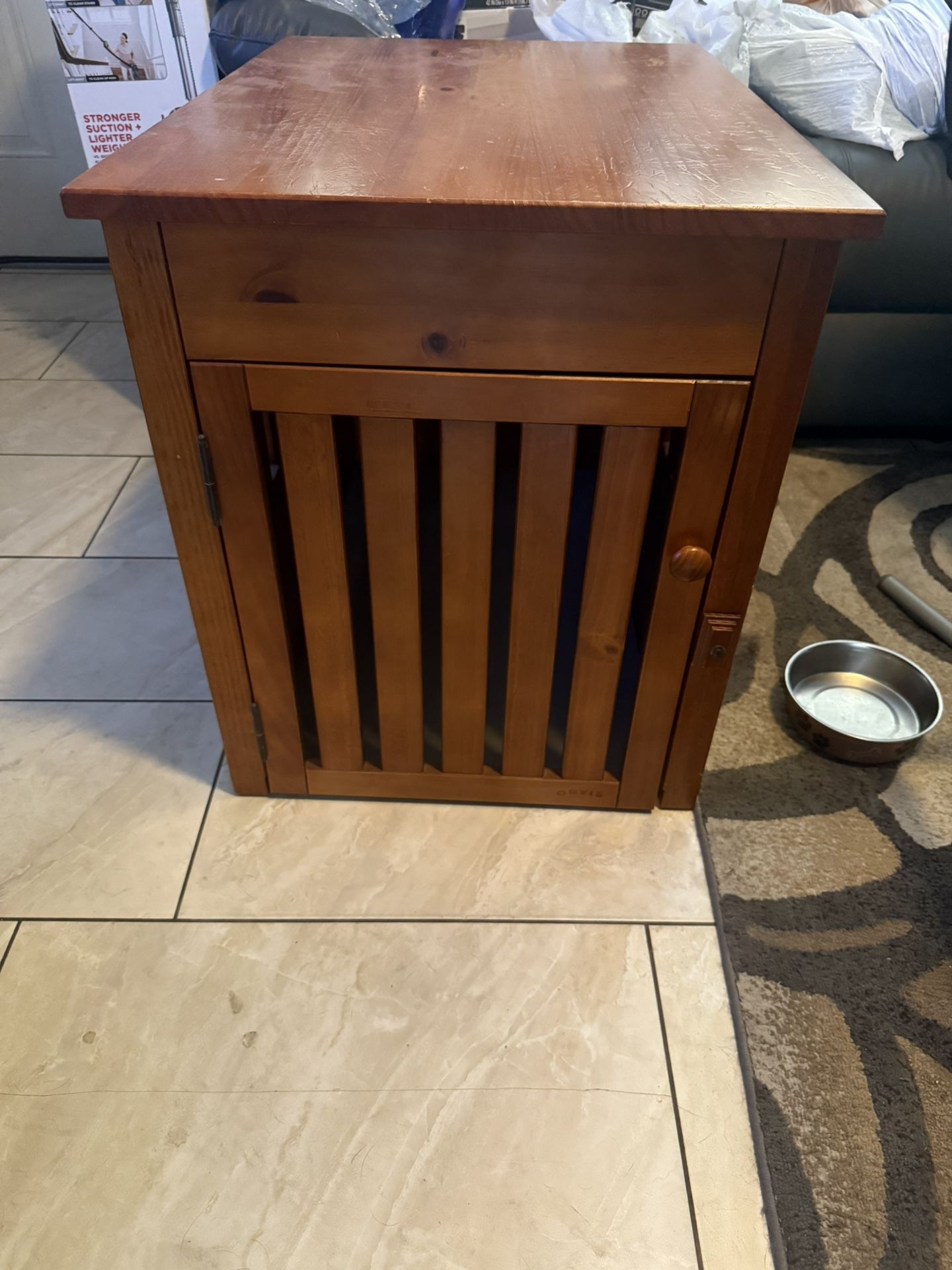 Side Table, Wood Dog Crate
