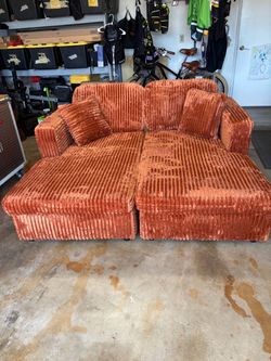 2-Piece Corduroy Sectional Sofa with Chaise