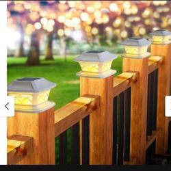 4 SOLAR POWERED LED FENCE POST CAP