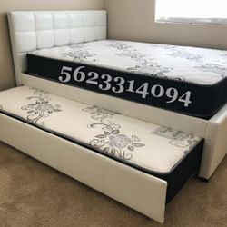 Full Twin Trundle Bed With Both Nice Mattresses Included 