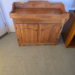 Solid Wood Cabinet with Raised Back and Storage Shelves