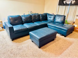 Leather Sectional couch with ottoman