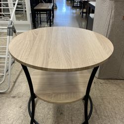 VASAGLE Round Side End Table Steel Frame - Greige / Ink Black