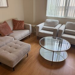Sofa And Chair Set with Two Tables