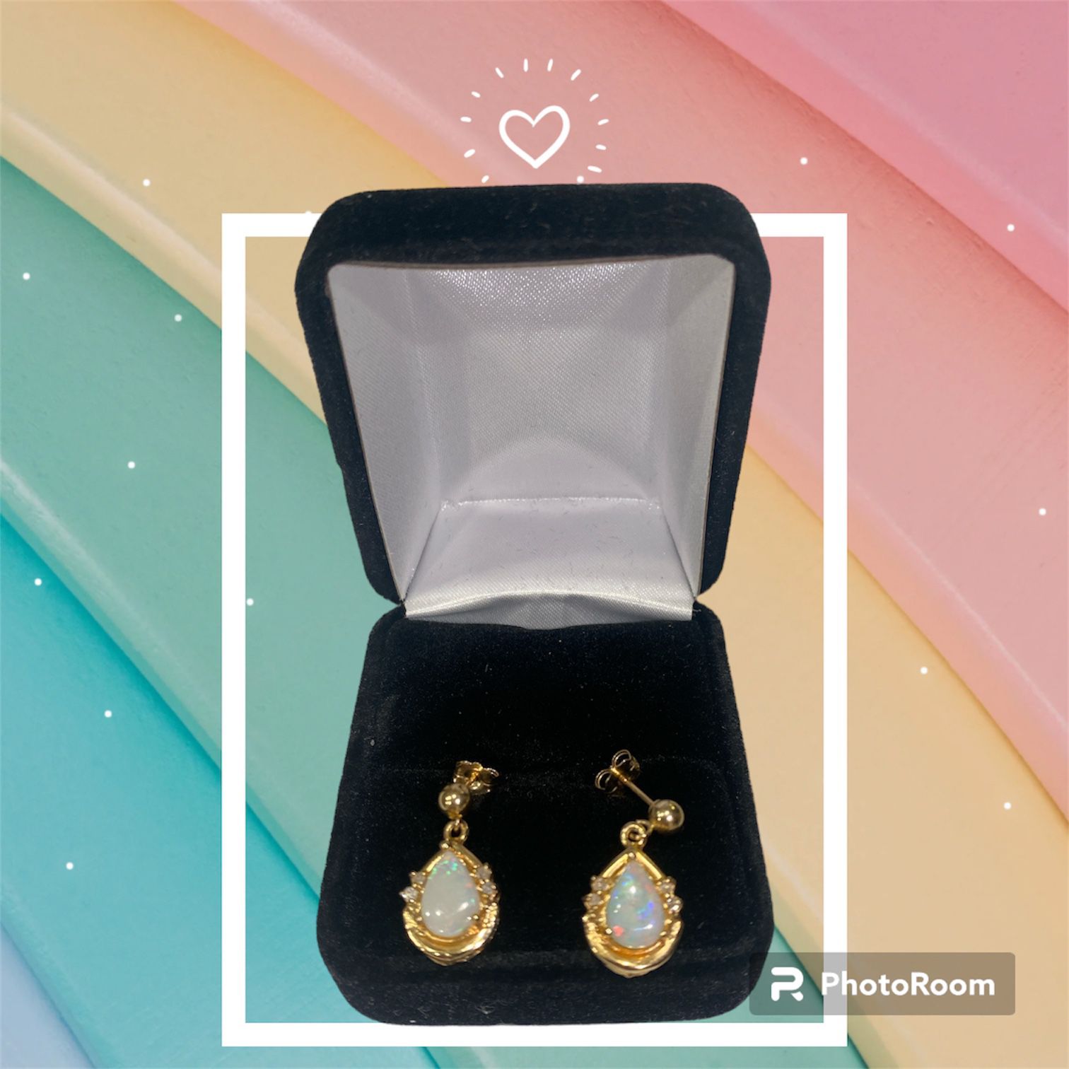 14k Gold Opal and Diamond Earrings