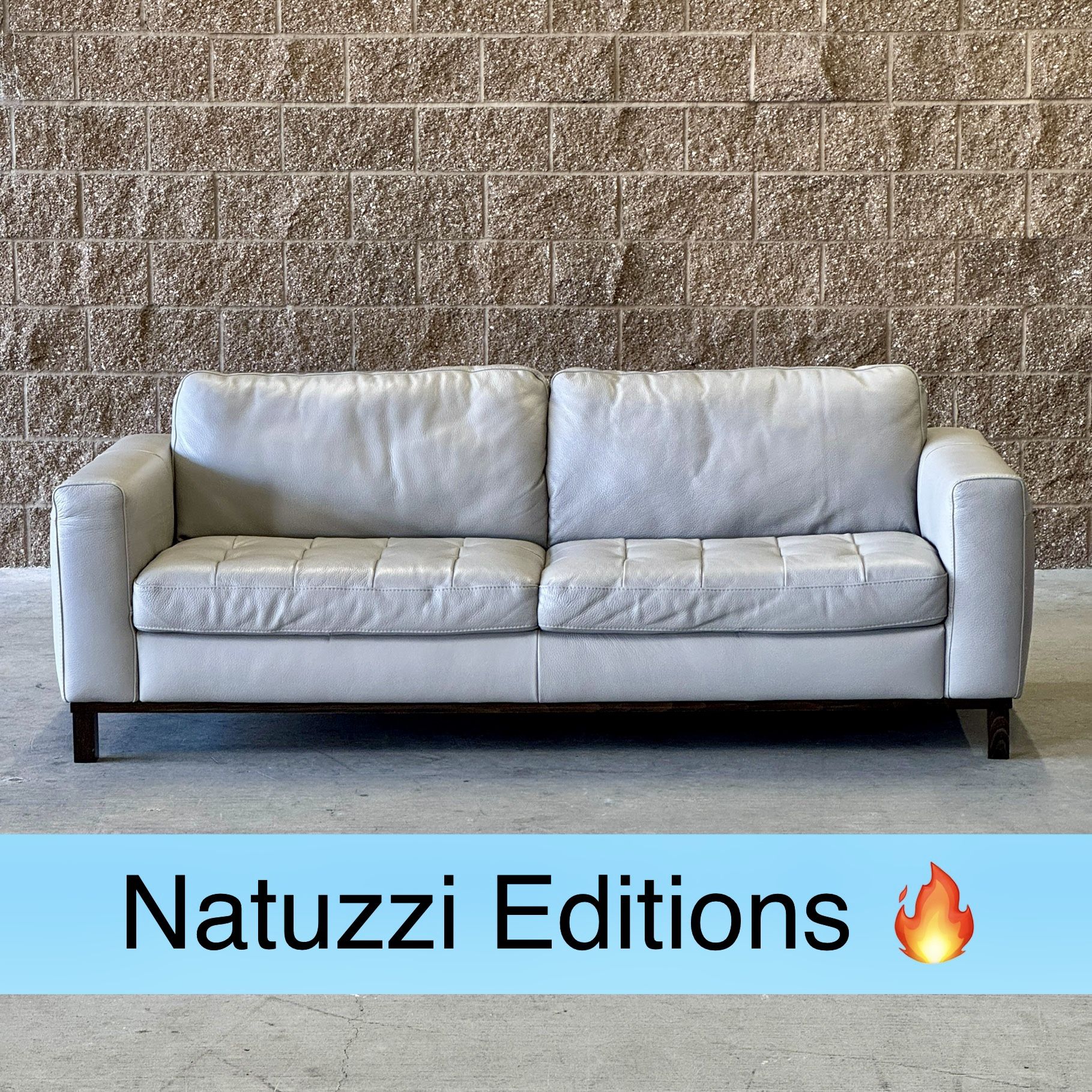 Beige Real Leather Couch Sofa by Natuzzi (DELIVERY AVAILABLE! 🚛💨)