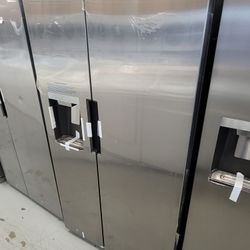 New Midea 36" Wide Stainless Steel Side By Side Refrigerator Through Door Water And Ice Dispenser 