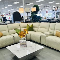 POWER RECLINER MODULAR SECTIONAL 6PC USB  (BEIGE CHOCOLATE HAZE OR BLK)