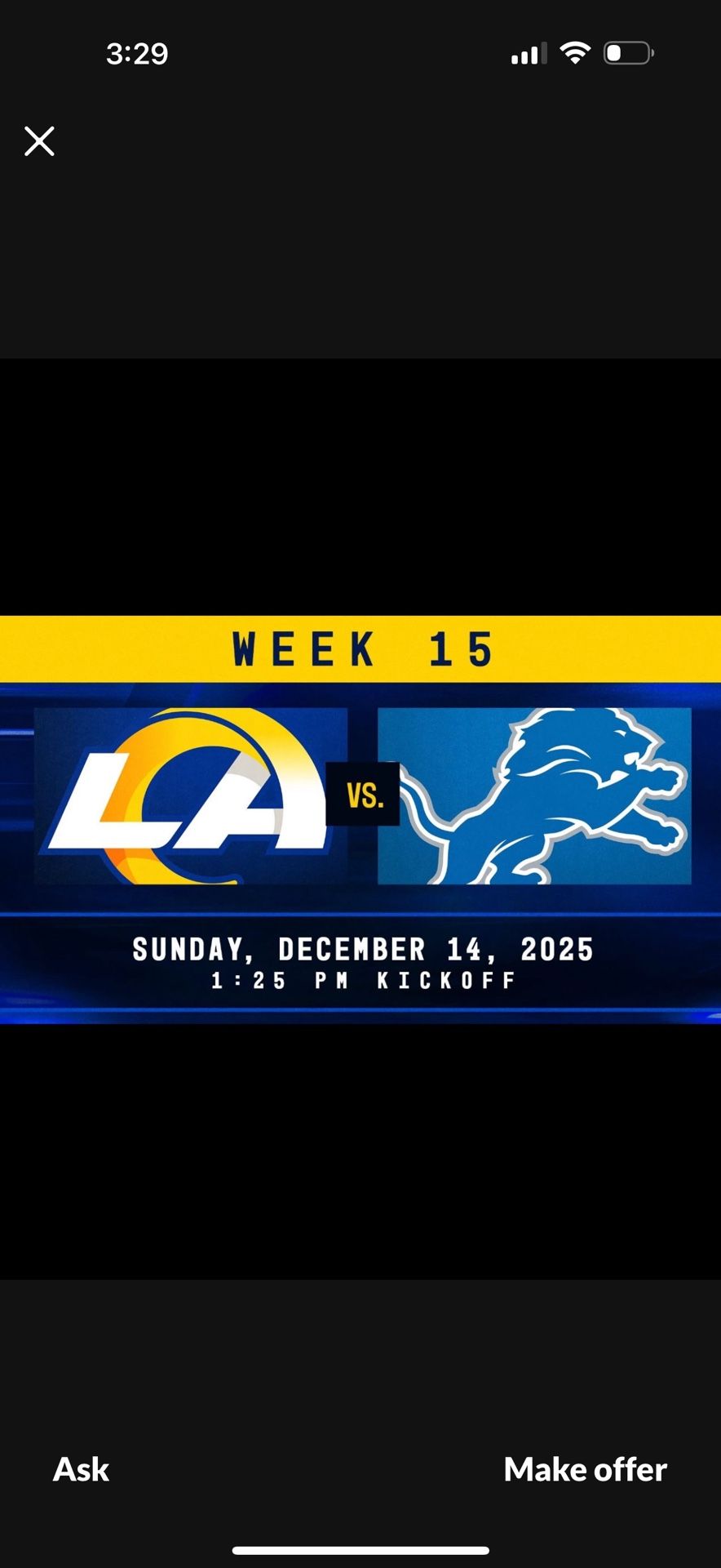 Rams Versus Detroit Lions. Vip Seats All Inclusive… Also A Parking Pass..